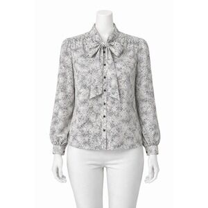 Contessa Monique Florence Alper Secretary Bow Blouse Black White Vintage USA 6